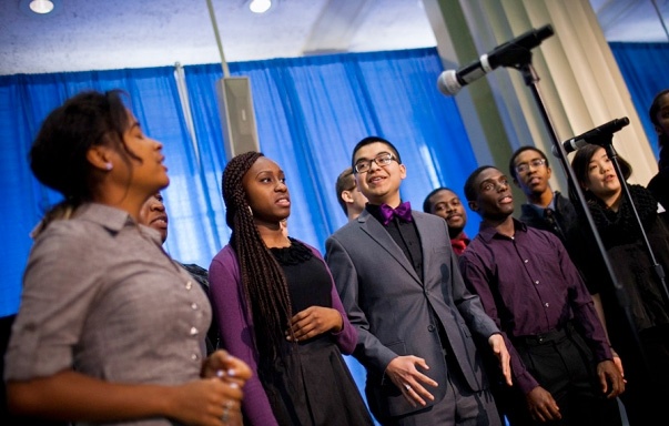 Members of the MIT Gospel Choir, which includes students, faculty and staff members, performed at the annual Dr. Martin Luther King Jr. Breakfast. Photo: Dominick Reuter