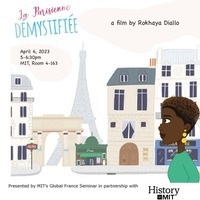 A still from La Parisienne Démystifiée that shows a Black woman walking down a Paris street.